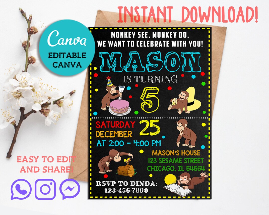 Curious Birthday Invitation, Editable Curious Invitation