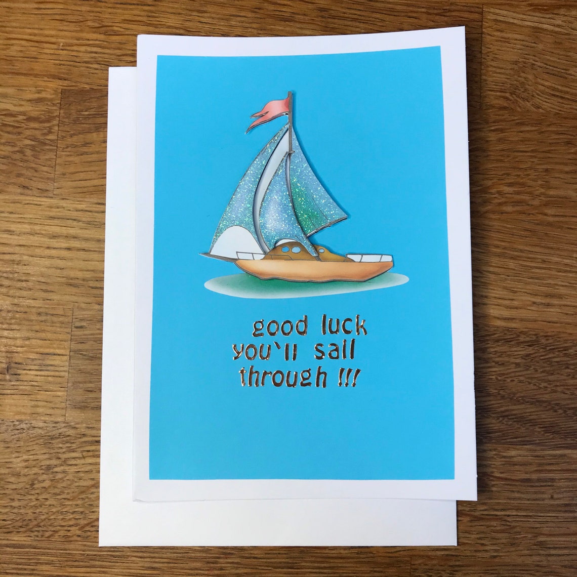 Good luck you'll sail through handmade card boat card Etsy