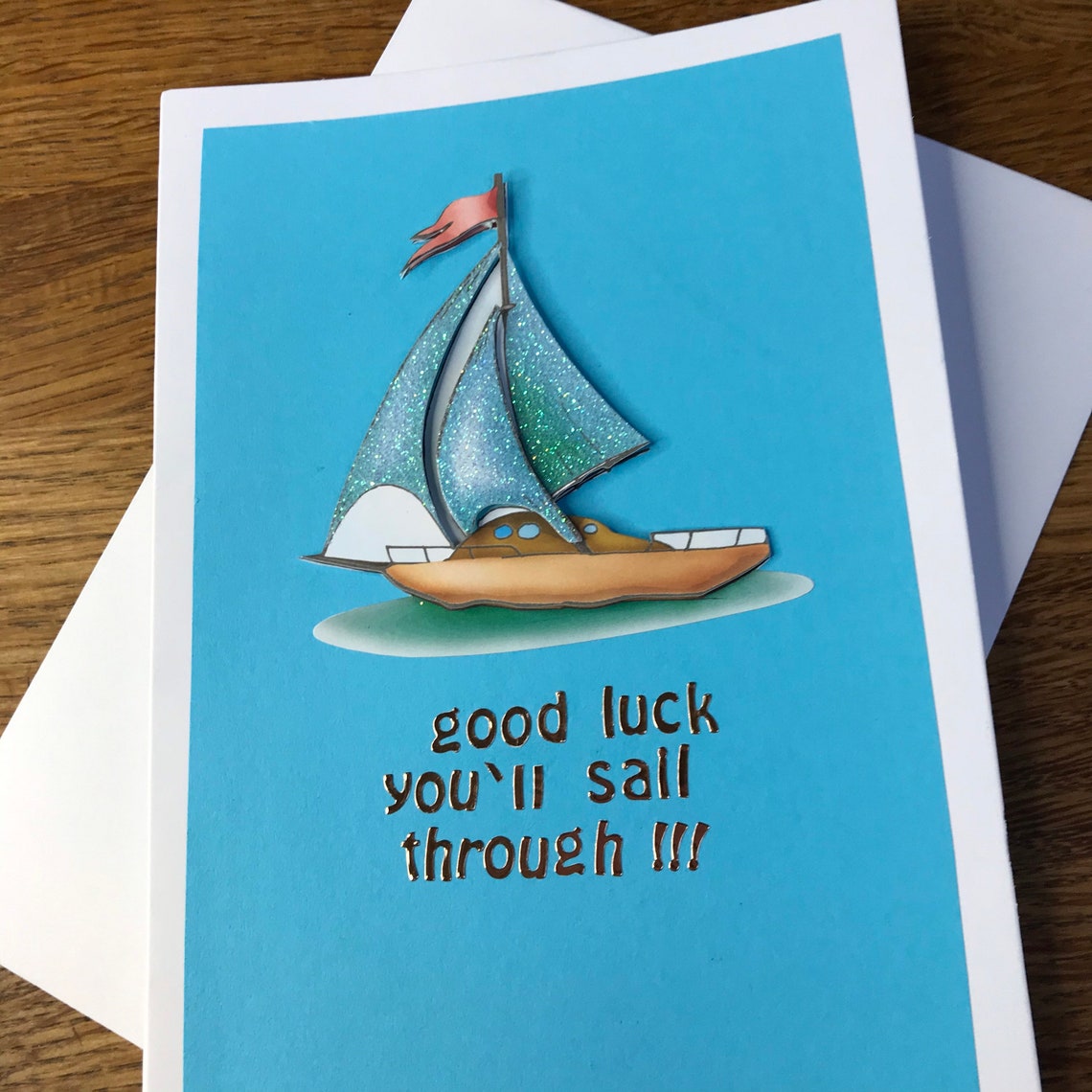 Good luck you'll sail through handmade card boat card Etsy