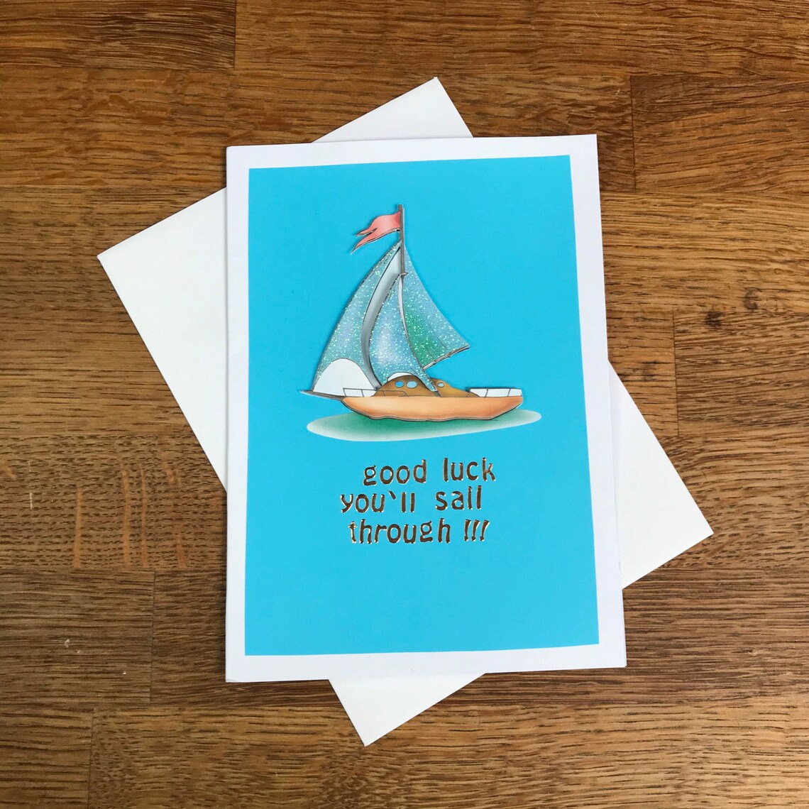 Good luck you'll sail through handmade card boat card Etsy