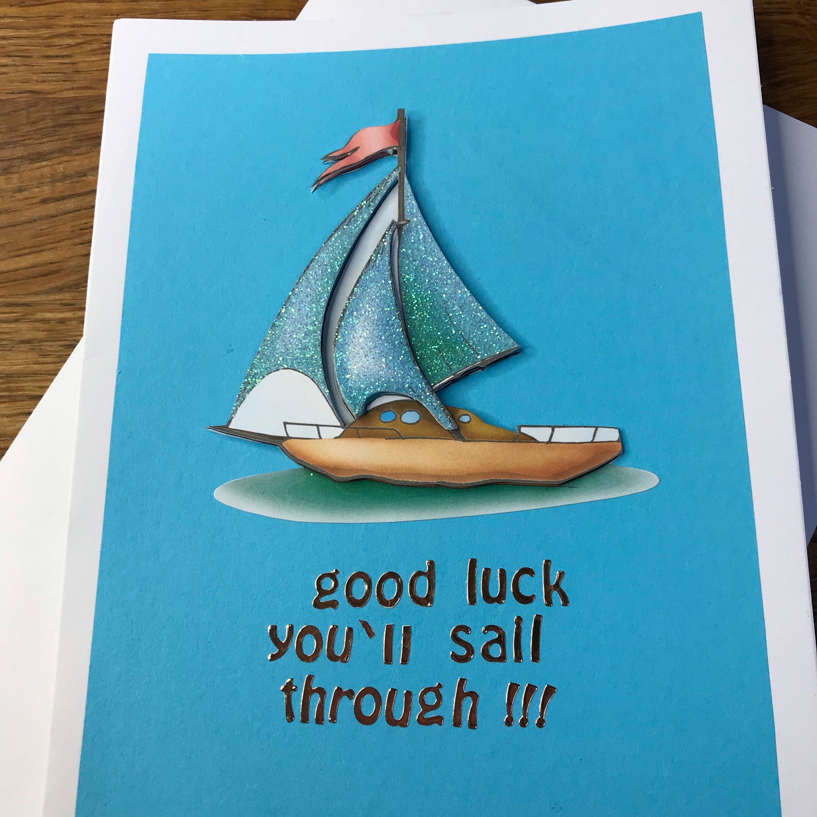 Good luck you'll sail through handmade card boat card Etsy