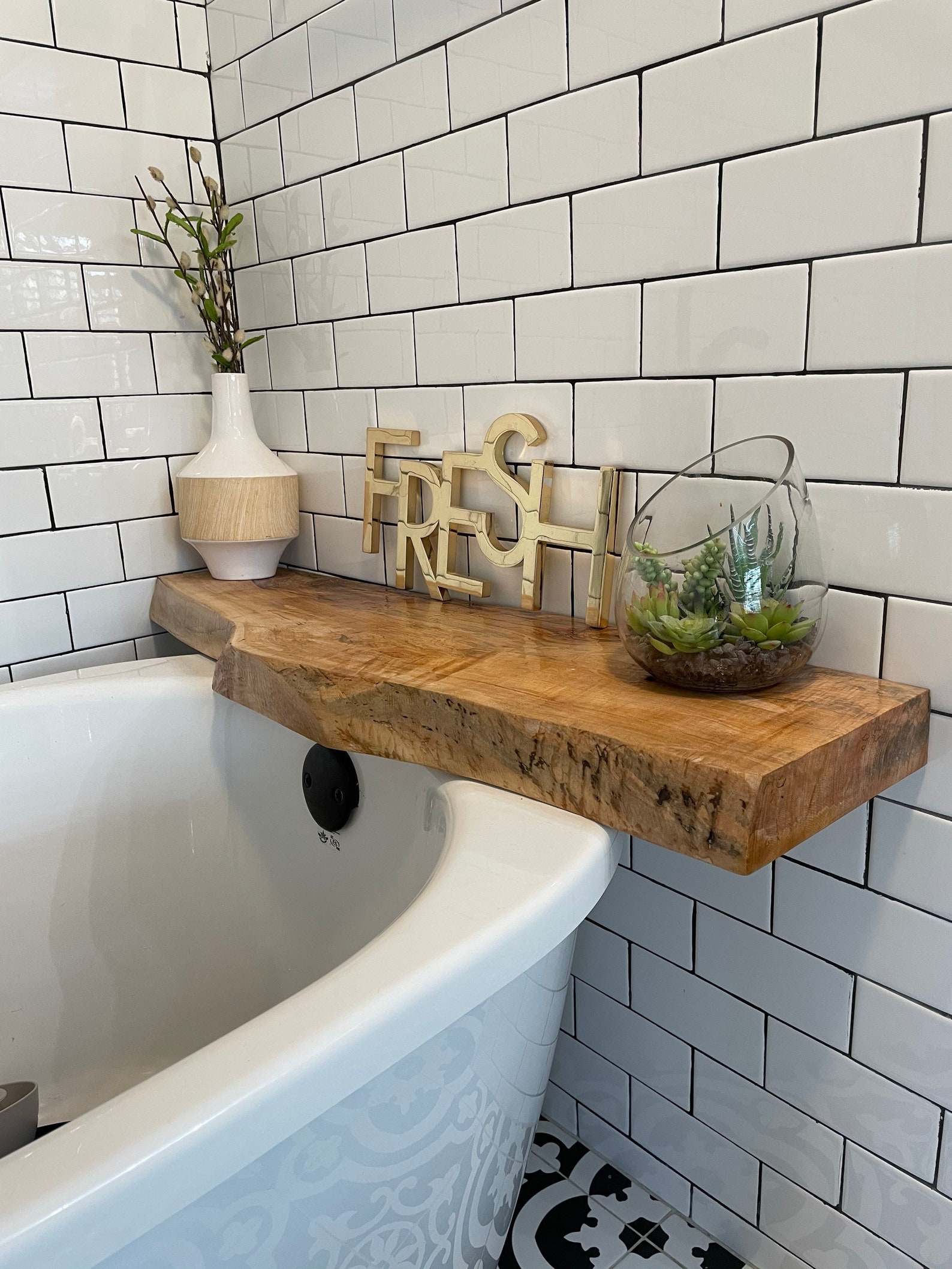 Live edge Walnut Bathtub Tray Bathtub shelf 2.5 thick Etsy