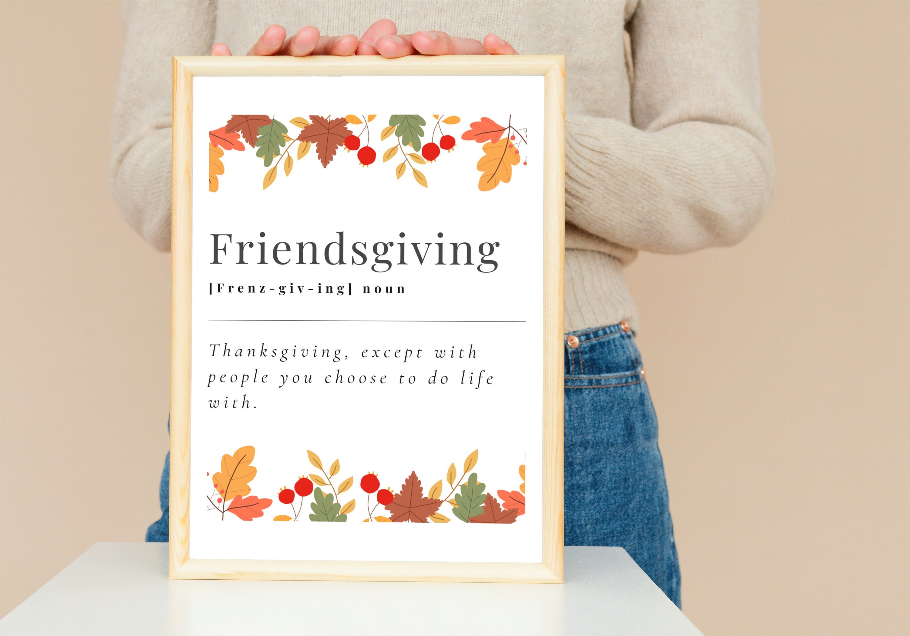 Friendsgiving Definition Poster, Friendsgiving Party Wall Art Print