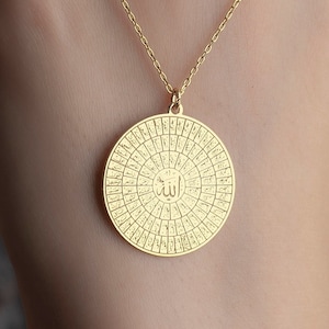 Al Asmaul Husna Necklace: 925 Sterling Silver 24K Gold Allah Pendant