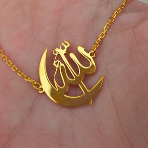 Crescent Allah Bracelet, Islamic Sterling Silver Bracelet, Ramadan Eid Gifts, Mum Day Gifts, Allah Jewelry, Fashion Bracelet, Muslim Arabic