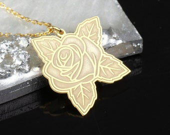 Rose Necklace, 24K Gold Stars Jewellery, Silver Necklace, Stars Pendant, Ramadan Jewelry, 925 Sterling Silver Pendant, Best For Gift Her Eid