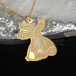 24K Gold Whirling Dervish Necklace: Sterling Silver Sufi Pendant