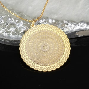 925 Sterling Silver Allah 99 Names Necklace: 24K Gold Islamic Pendant