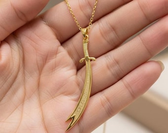 Zulfiqar Sword Necklace: Hz Ali Jewelry 24K Gold Sterling Silver Islamic Pendant