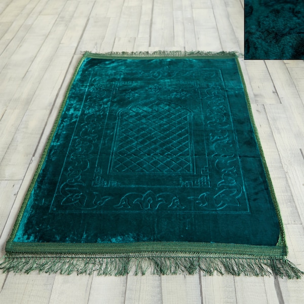 Personalized Thick Prayer Rug, Luxury Plush Sejadah, Islamic Janamaz | Ramadan, Wedding - Engagement Gifts for Her / Him, Custom Prayer Mat