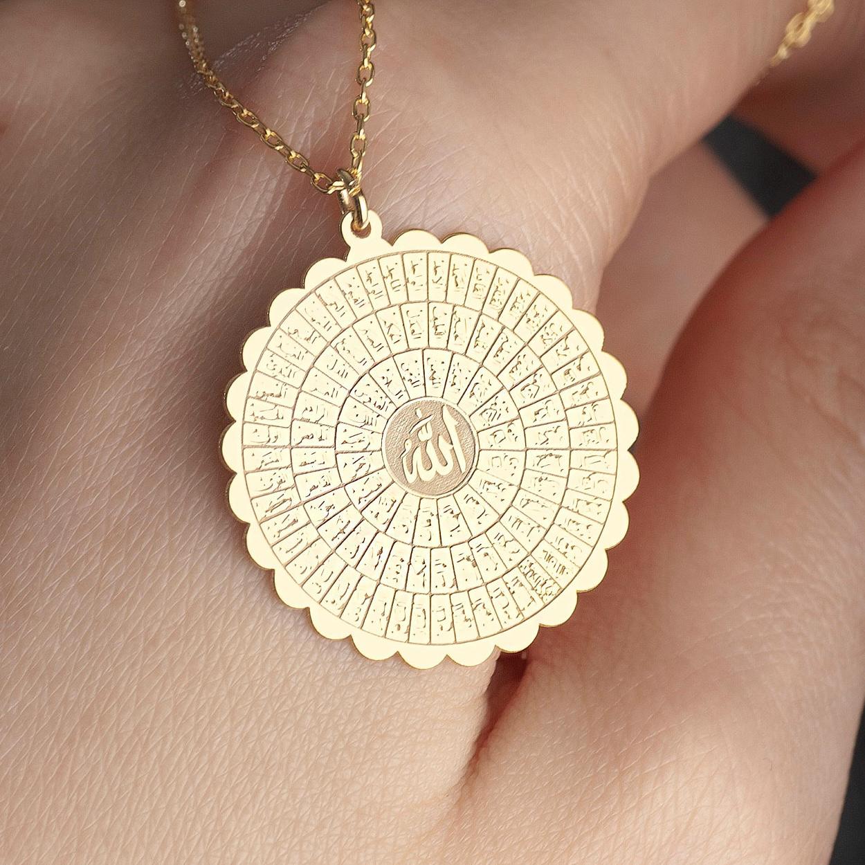 EUEAVAN Collana Islamica Allah Allah Ciondolo Parola Islamica Simbolo Medio Oriente Mezzaluna Allah Religione Musulmana Gioielli Regalo Donna Ragazza (Oro - Foto 3