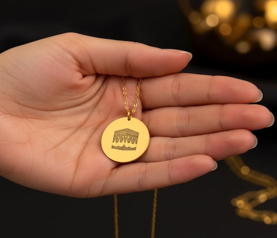 Kaaba Necklace: 24K Gold Plated Silver Islamic Pendant Masjid Al