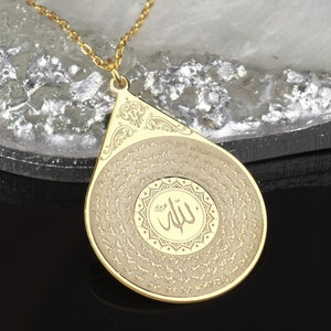 Allah Halskette: Islamische Kalligraphie 24K Gold Sterling Silber Anhänger