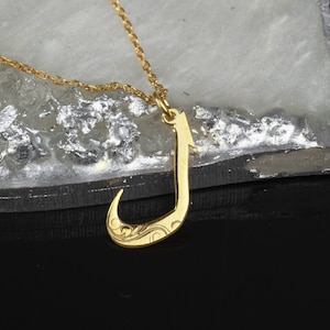 Collier initiale arabe Lam et collier de lettres arabes personnalisé, pendentif hameçon, cadeau de l'Aïd du ramadan, collier alphabet arabe de la vérité