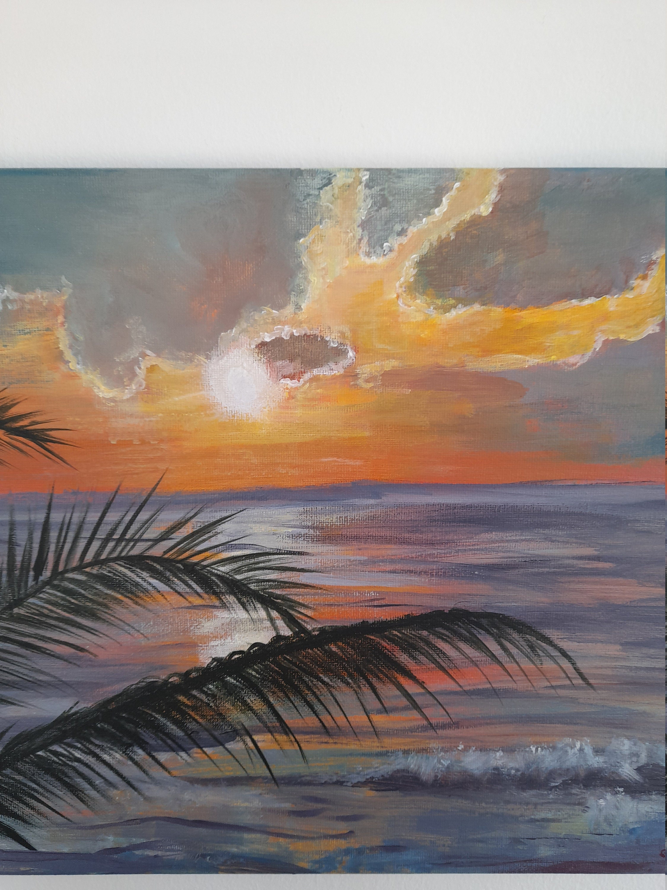 Original sunset beach canvas painting 12/ 16 Etsy