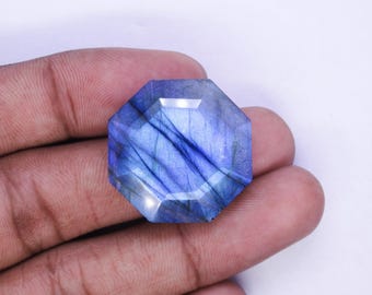 Natural Labradorite Gemstone, Octagon Shape Pendant, Blue Labradorite Gemstone For Jewelry Making.
