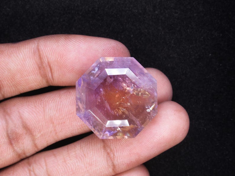 Natural Ametrine Gemstone, Octagon Shape Gemstone, Faceted Cut Gemstone, Handmade Gemstone For Jewelry Making. image 5
