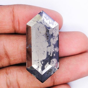 Faceted Hexagon Apache Pyrite Gemstone: Golden Black, 58 Carats