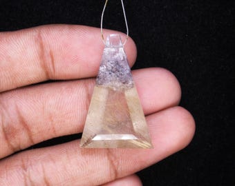 Natural Golden Rutile Quartz Gemstone, Faceted Cut Gemstone, Drilled Rutile Beads For Necklace Gemstone.