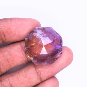 Natural Ametrine Gemstone, Octagon Shape Gemstone, Faceted Cut Gemstone, Handmade Gemstone For Jewelry Making. image 2
