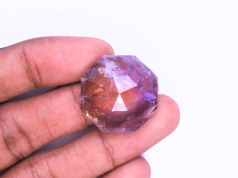 Natural Ametrine Gemstone, Octagon Shape Gemstone, Faceted Cut Gemstone, Handmade Gemstone For Jewelry Making. image 2