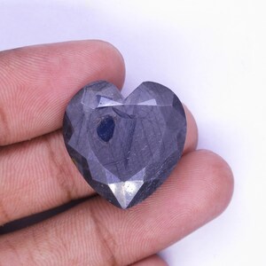 35,00 ct Blå stjärnsafir/ Facetterad safir/ Smyckestillverkning 22x21x8 mm/ Obehandlad safir/ Naturlig safir/ Hjärtformad blå safir bild 4