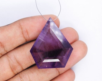 Natural Amethyst Gemstone Diamond Shape Purple Gemstone Drilled Beads February Birthstone