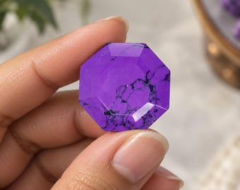 Purple Turquoise Gemstone | Lab Grown Crystal | Hexagon Cut Stone