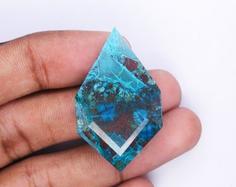 Pietra preziosa naturale di crisocolla blu/Crisocolla di forma fantasia/Creazione di gioielli con pietre preziose sfaccettate/Pietra preziosa di crisocolla fantasia come regalo per lei