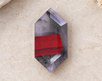 Natural Bloodstone Hexagon Gemstone, Faceted Loose Stone for Jewelry Making