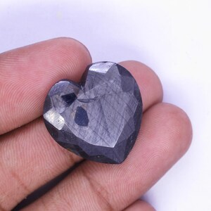 35,00 ct Blå stjärnsafir/ Facetterad safir/ Smyckestillverkning 22x21x8 mm/ Obehandlad safir/ Naturlig safir/ Hjärtformad blå safir bild 6