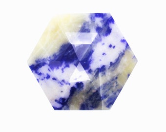 Natural Yellow Sodalite Gemstone, Hexagon Shape Sodalite, Faceted Cabochons Yellow Sodalite, Unique Yellow Sodalite Gemstone