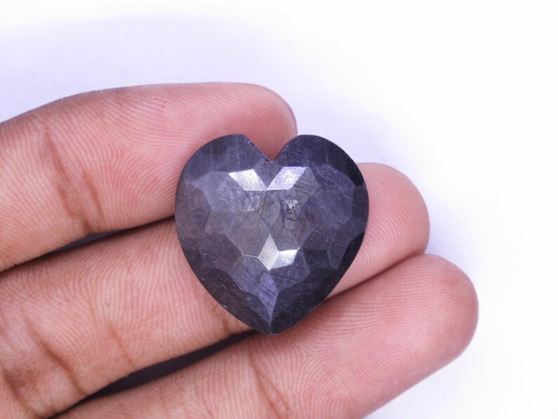 35,00 ct Blå stjärnsafir/ Facetterad safir/ Smyckestillverkning 22x21x8 mm/ Obehandlad safir/ Naturlig safir/ Hjärtformad blå safir bild 7