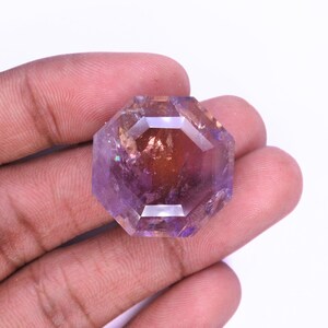 Natural Ametrine Gemstone, Octagon Shape Gemstone, Faceted Cut Gemstone, Handmade Gemstone For Jewelry Making. image 3