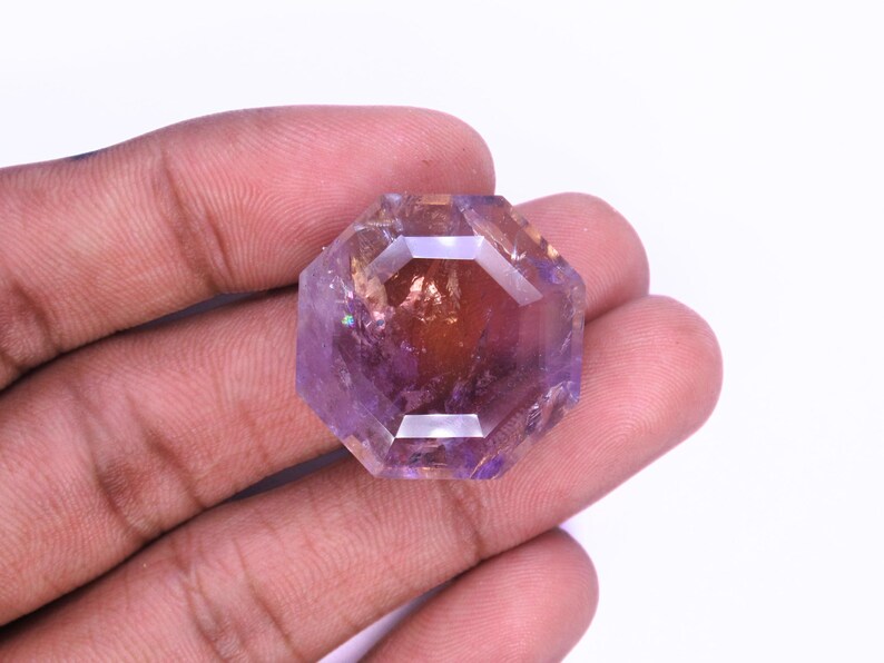 Natural Ametrine Gemstone, Octagon Shape Gemstone, Faceted Cut Gemstone, Handmade Gemstone For Jewelry Making. image 3