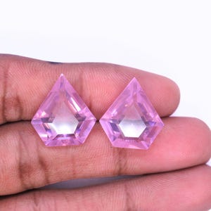 Natural Pink Zircon Gemstone Pair, Diamond Cut Faceted Zircon, Pink Colour Earrings.