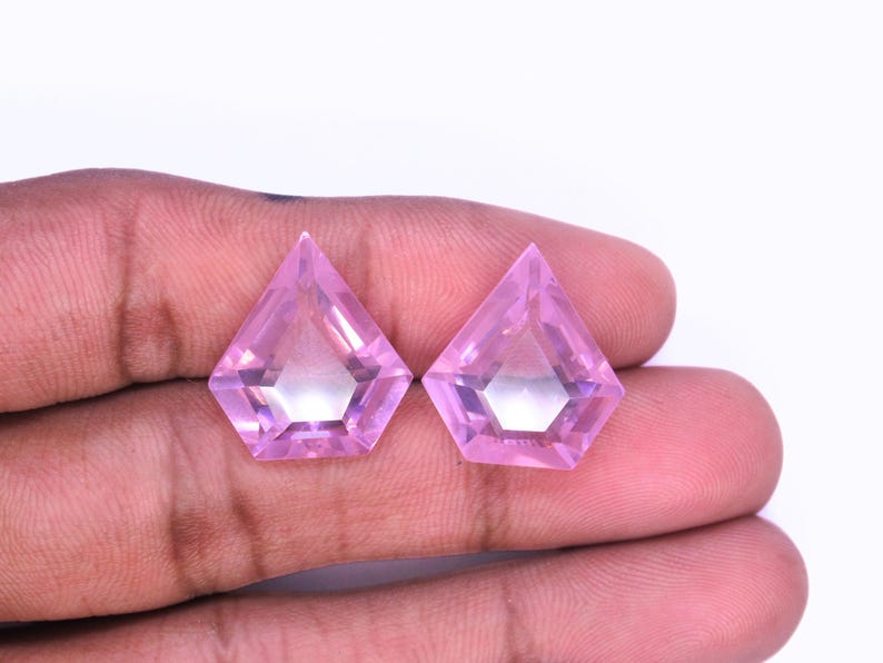 Natural Pink Zircon Gemstone Pair, Diamond Cut Faceted Zircon, Pink Colour Earrings.