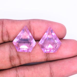 Natural Pink Zircon Gemstone Pair, Diamond Cut Faceted Zircon, Pink Colour Earrings.