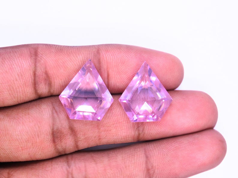 Natural Pink Zircon Gemstone Pair, Diamond Cut Faceted Zircon, Pink Colour Earrings.