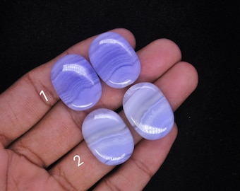 Natural Blue Lace Agate Oval Cabochons, 16x22mm Blue Gemstone For Jewelry Making.
