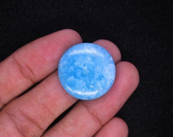 Natural Hemimorphite Cabochon, 22x22x6 mm Round Blue Gemstone, 25 Ct Loose Stone