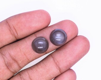 Natural Black Moonstone Gemstone, Round Shape Moonstone, 10MM Size Moonstone Round Cabochon, 2 Piece Earrings.