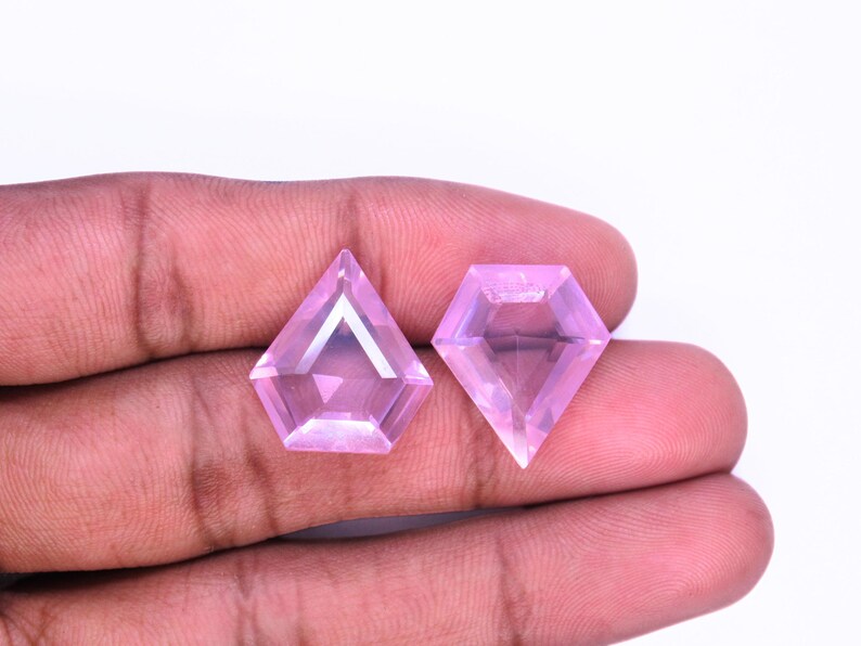 Natural Pink Zircon Gemstone Pair, Diamond Cut Faceted Zircon, Pink Colour Earrings.