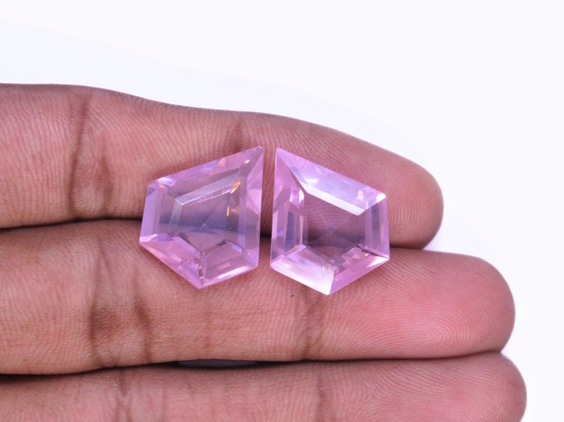 Natural Pink Zircon Gemstone Pair, Diamond Cut Faceted Zircon, Pink Colour Earrings.