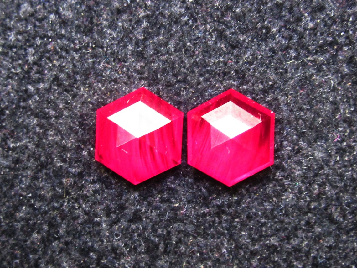 Ruby Imitation Gems Hexagon Shape Ruby Faceted Cabochon Etsy