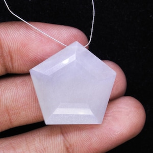 Gray Moonstone Gemstone: Faceted Pentagon, Drilled Jewelry Stone