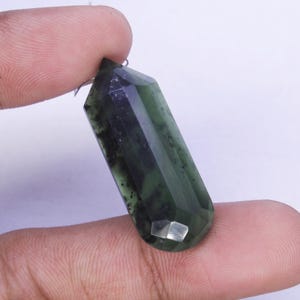 Faceted Green Serpentine Gemstone Cabochon: 32mm Fancy Pendant Stone
