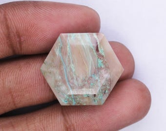 Natural Peach Chrysocolla Gemstone, Hexagon Shape Chrysocolla Loose Gemstone, Faceted Cut Chrysocolla For Gift For Her Jewelry.