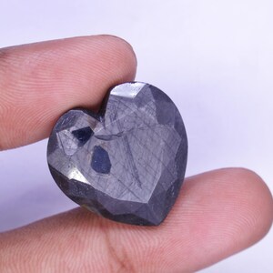 35,00 ct Blå stjärnsafir/ Facetterad safir/ Smyckestillverkning 22x21x8 mm/ Obehandlad safir/ Naturlig safir/ Hjärtformad blå safir bild 8