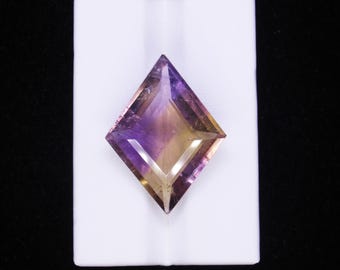 Faceted Ametrine Gemstone, Rhombus Cut Natural Stone For Necklace Making